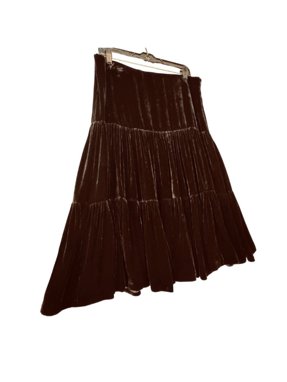 Boho Western Black Velvet Tiered Midi Skirt Size 6 by Michael Kors Side Zip - Picture 10 of 10